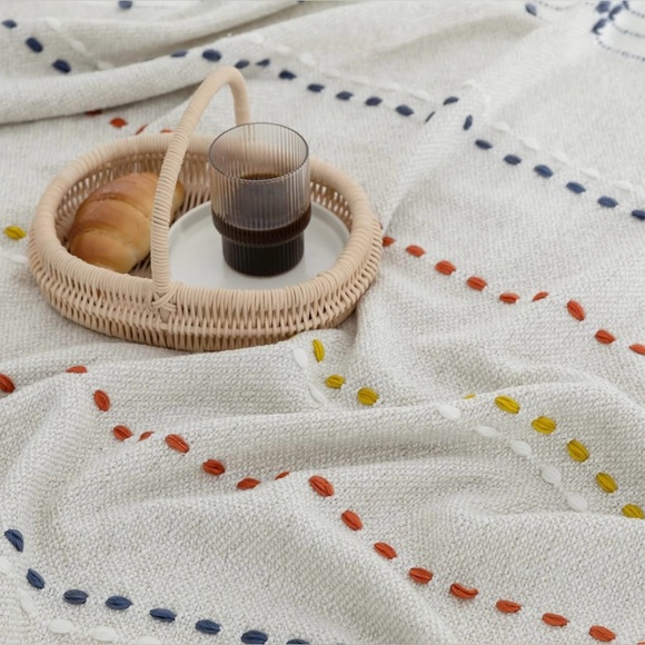 Amélie Home Boho, Handmade Colorful Striped Blanket, 50x60, Pearl Grey - NWT - Picture 4 of 8